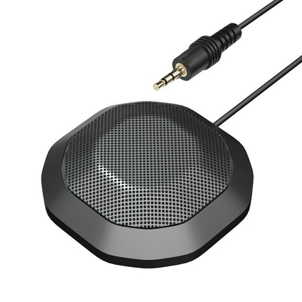 Black Mini 360° Omnidirectional Microphone for Computer 3.5mm Conference Microphone Portable PC Microphone Plug & Play Microphone for Skype/Video Conference/Gaming/Chatting/Recording